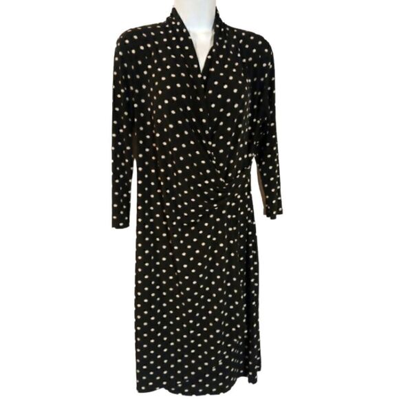 Clara Sun Woo black polka dot faux wrap dress size S - Picture 1 of 9